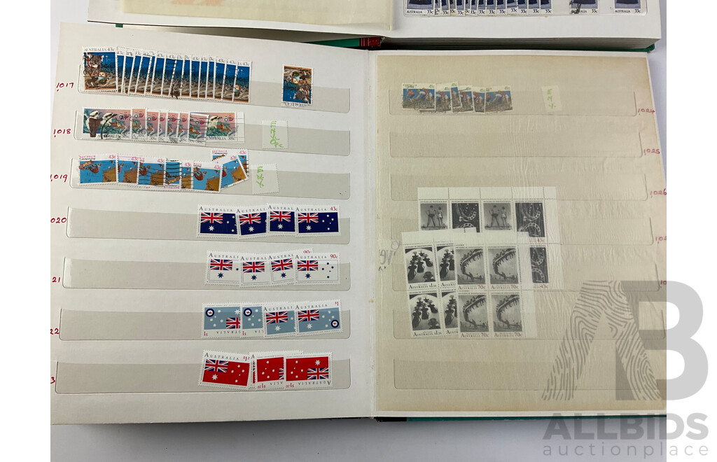 Two Albums of Australian 1980's Mint, Strips and Cancelled Stamps Including Bicentennial