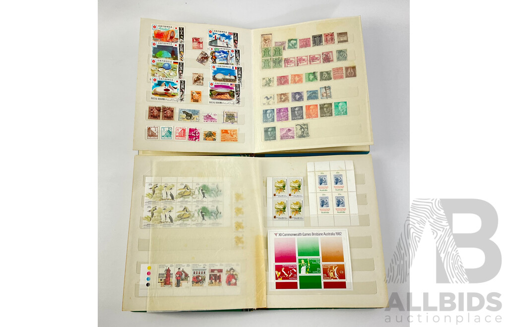 Two Albums of Australian and International Mint and Cancelled Stamps Including New Zealand, Japan, India, USA and More