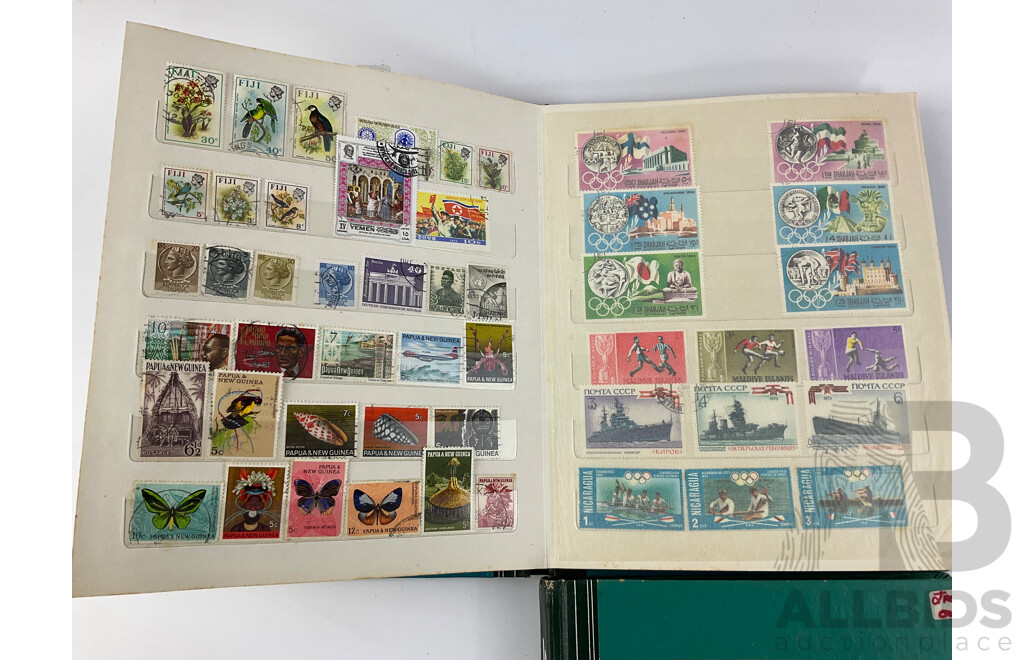 Two Albums of Australian and International Mint and Cancelled Stamps Including New Zealand, Japan, India, USA and More