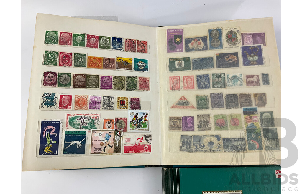 Two Albums of Australian and International Mint and Cancelled Stamps Including New Zealand, Japan, India, USA and More