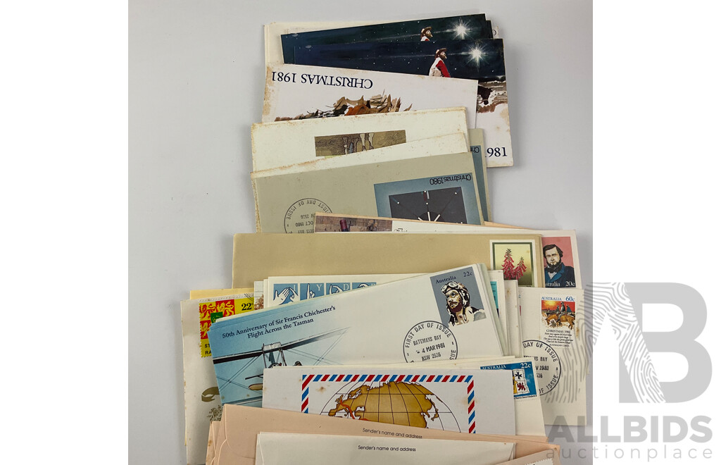 Collection of Australian 1980's Stamp and and First Day Covers Including 1980 Selected Issues, Christmas 1981, Coastal Ship Wrecks 1988, Olympic Games 1984 and More