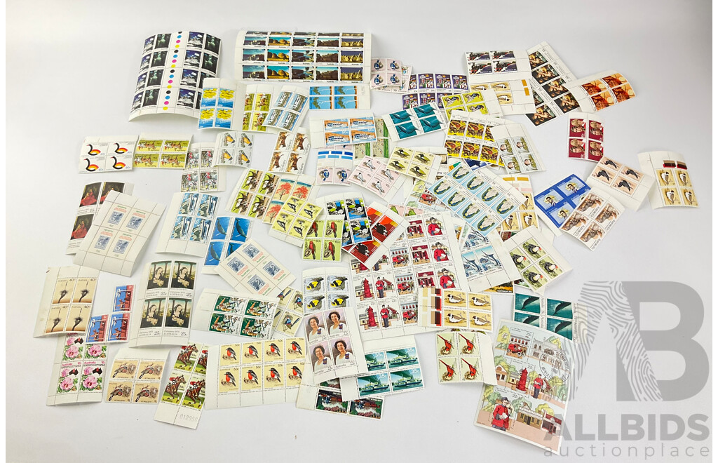 Collection of Australian 1970's and 80's Mint Stamps, Blocks and Gutters