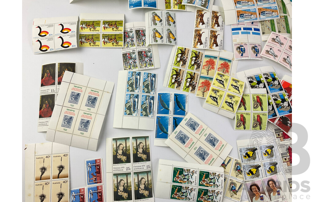 Collection of Australian 1970's and 80's Mint Stamps, Blocks and Gutters