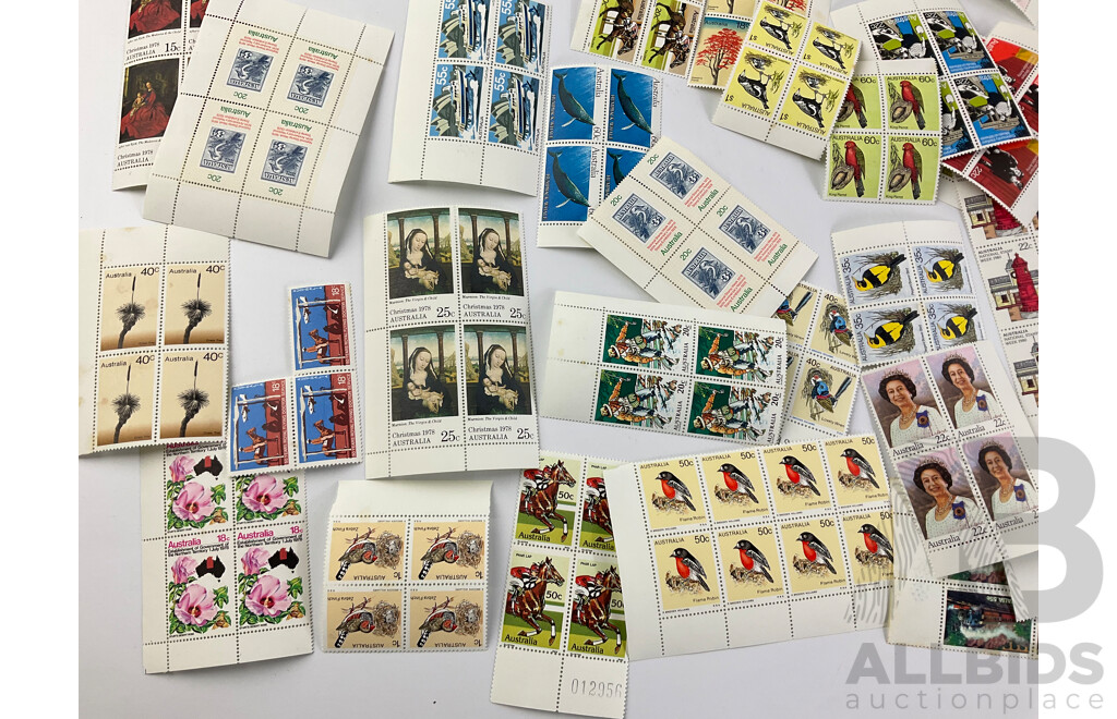 Collection of Australian 1970's and 80's Mint Stamps, Blocks and Gutters