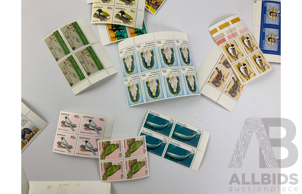 Collection of Australian 1970's and 80's Mint Stamps, Blocks and Gutters