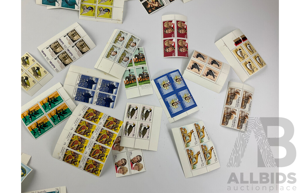 Collection of Australian 1970's and 80's Mint Stamps, Blocks and Gutters