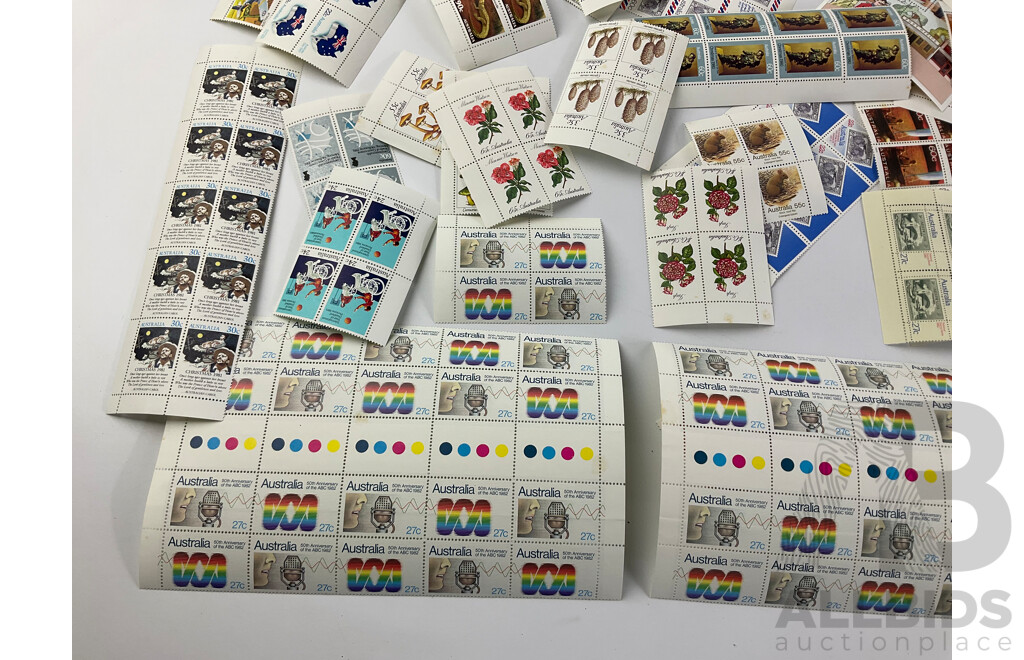 Collection of Australian 1980s Mint Stamps, Blocks and Gutters