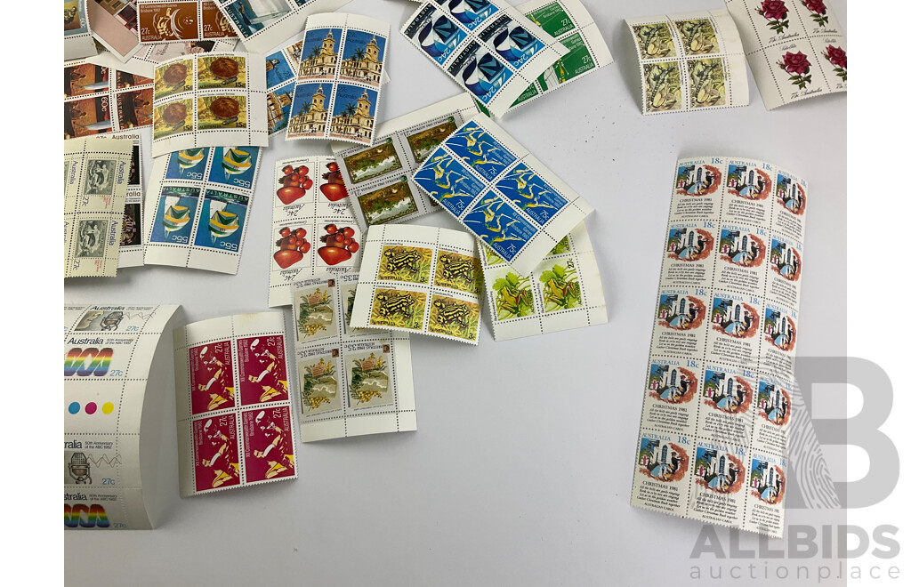 Collection of Australian 1980s Mint Stamps, Blocks and Gutters