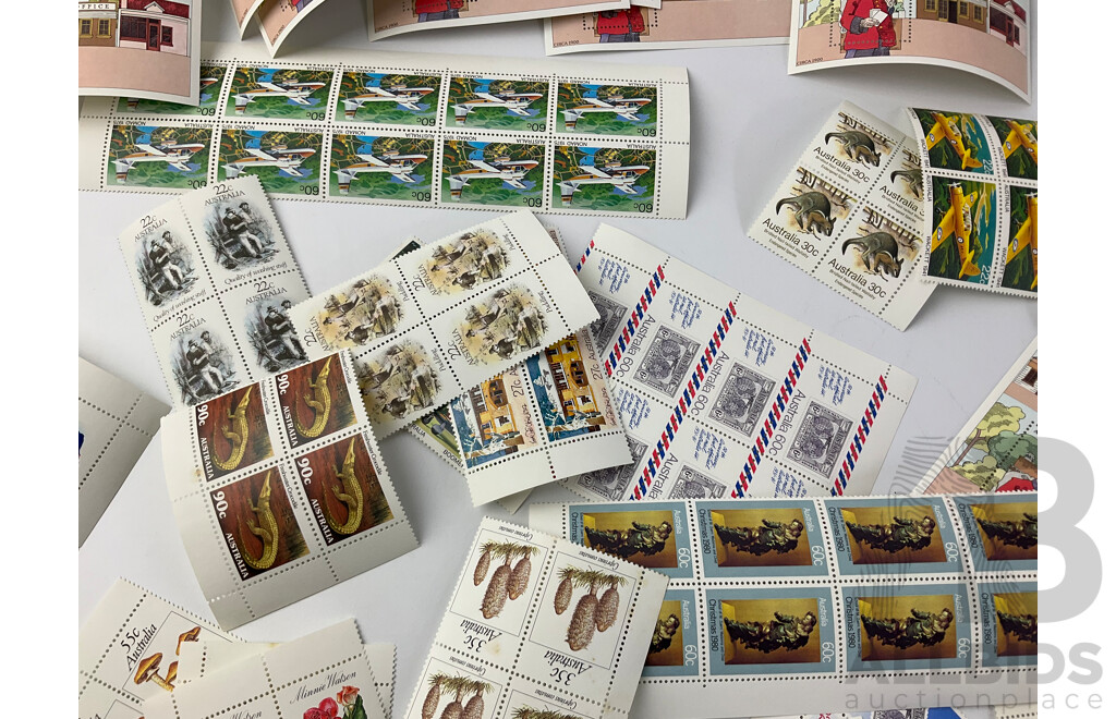 Collection of Australian 1980s Mint Stamps, Blocks and Gutters