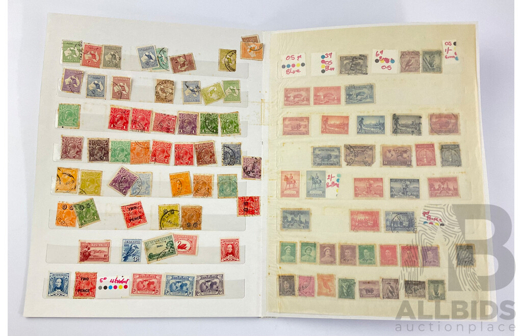 Collection of Australian Predecimal Stamps Including Kangaroos, KGV, KGVI, QE2 and More