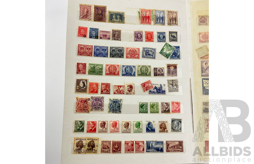 Collection of Australian Predecimal Stamps Including Kangaroos, KGV, KGVI, QE2 and More