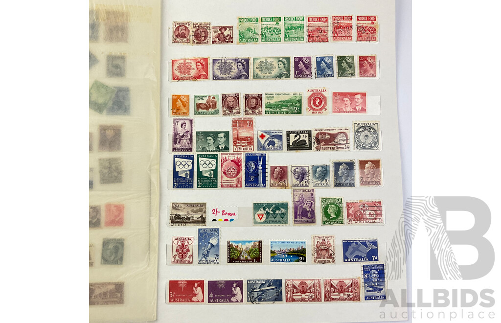 Collection of Australian Predecimal Stamps Including Kangaroos, KGV, KGVI, QE2 and More