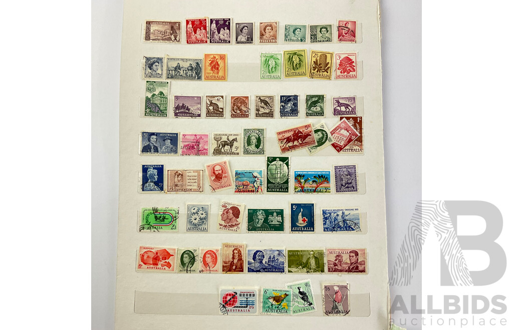 Collection of Australian Predecimal Stamps Including Kangaroos, KGV, KGVI, QE2 and More