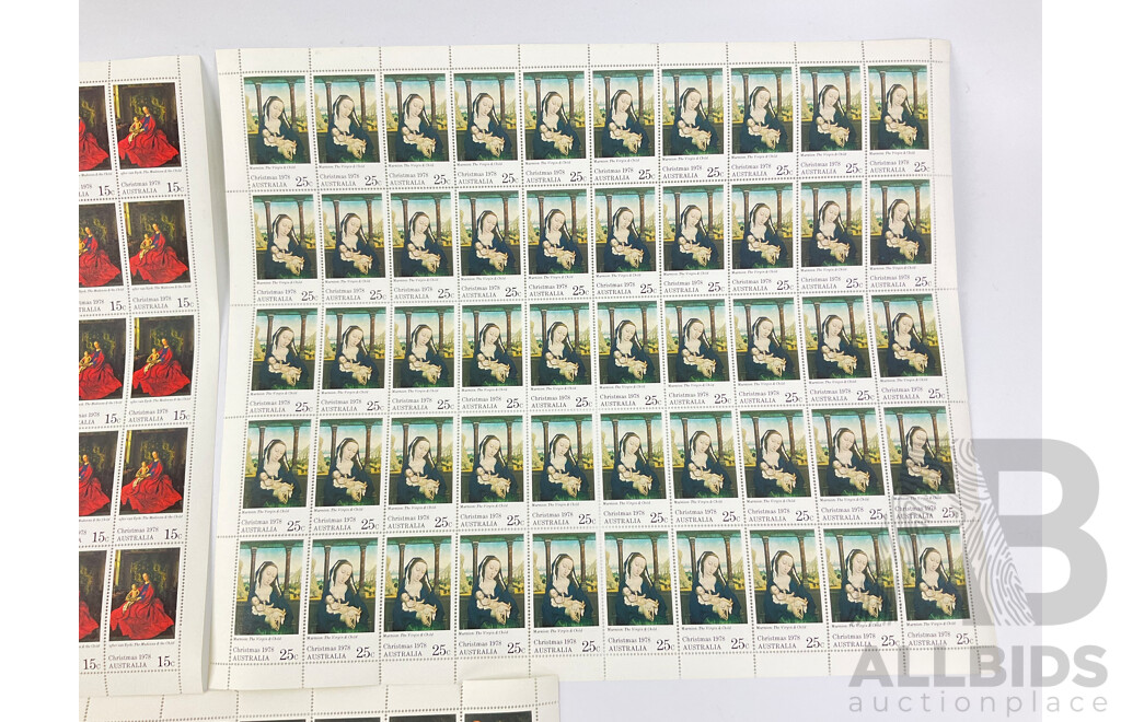 Australian 1978 Christmas Series Stamp Sheets