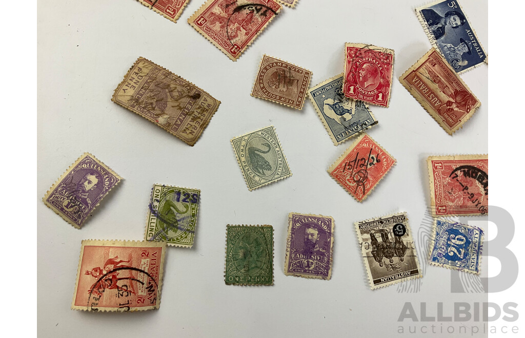 Collection of Australian Stamps Including Pre Federation and Predecimal, WA, SA, QLD, NSW, TAS