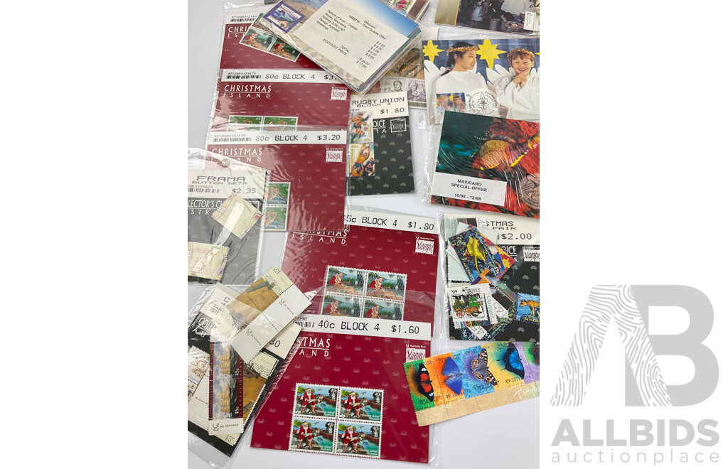 Collection of Australian 1998-99-2000 First Day Issue Postcards, Collectors Choice/Stamp Packs Including 100 Years of Test Rugby, Snowy Mountain Scheme 1999, Australian Legends and More