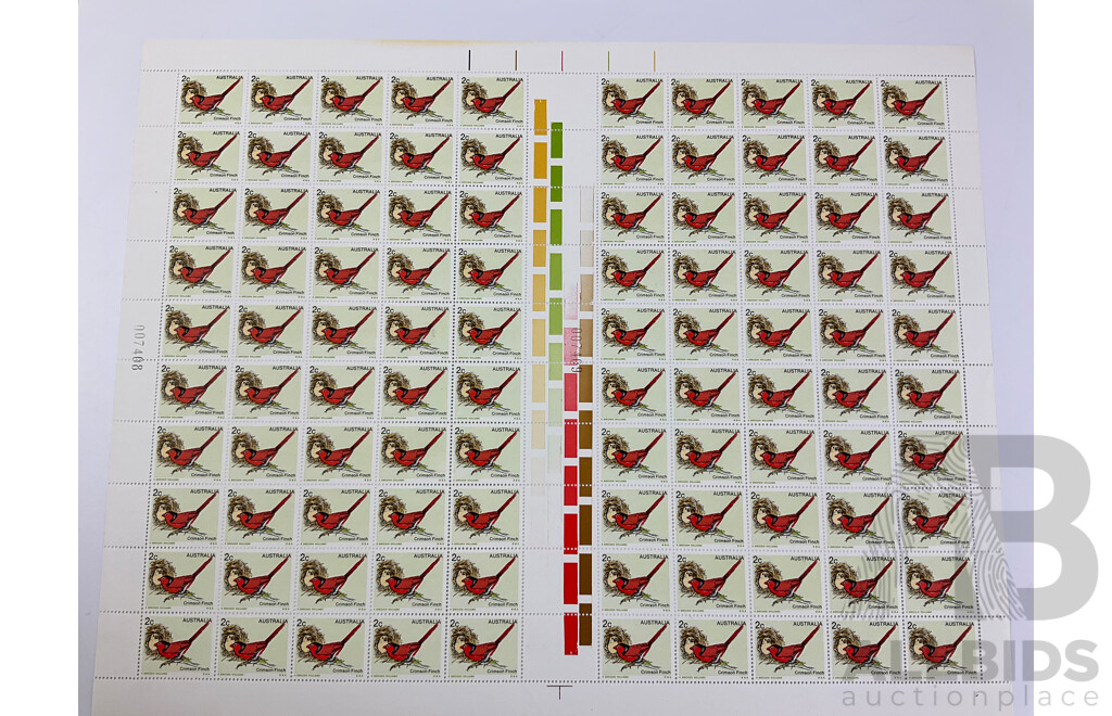 Collection of Australian Stamp Sheets, 1980's Bird Series, Face Value $137