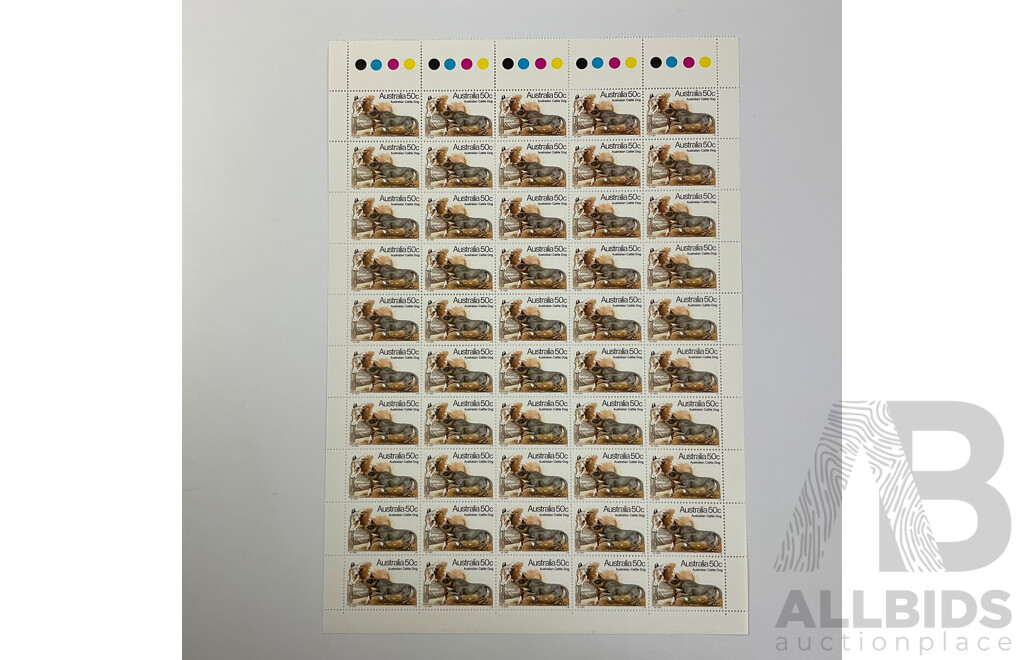 Collection of Australian Stamp Sheets, 1980 Australian Dogs Set - Face Value $92