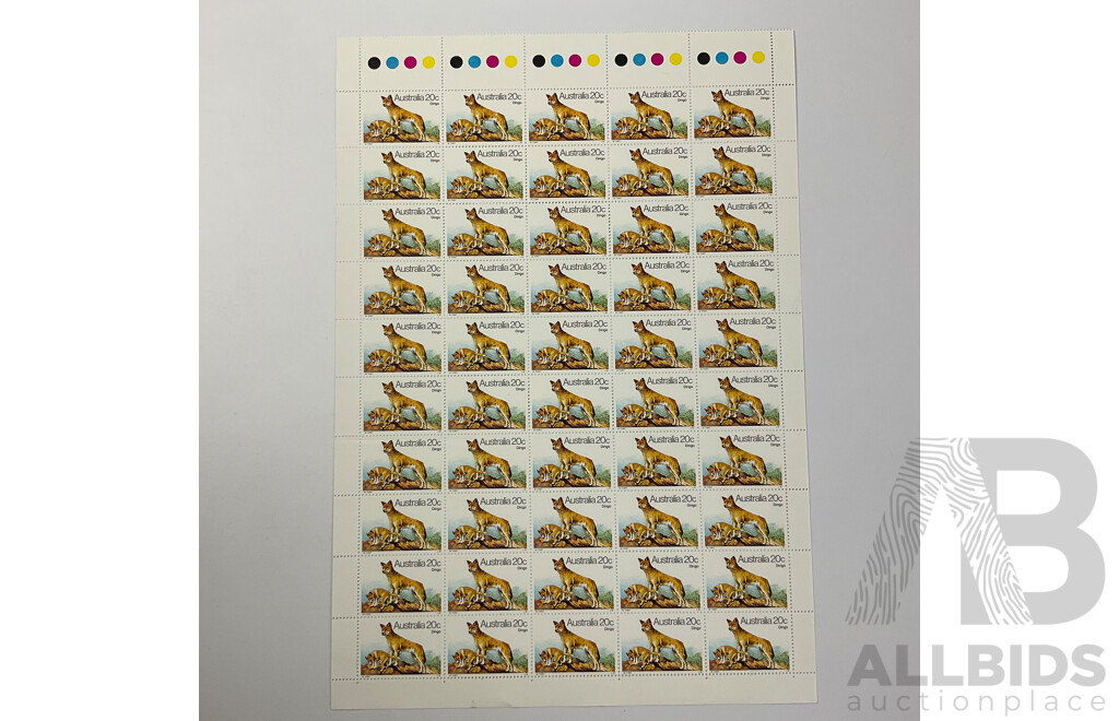 Collection of Australian Stamp Sheets, 1980 Australian Dogs Set - Face Value $92