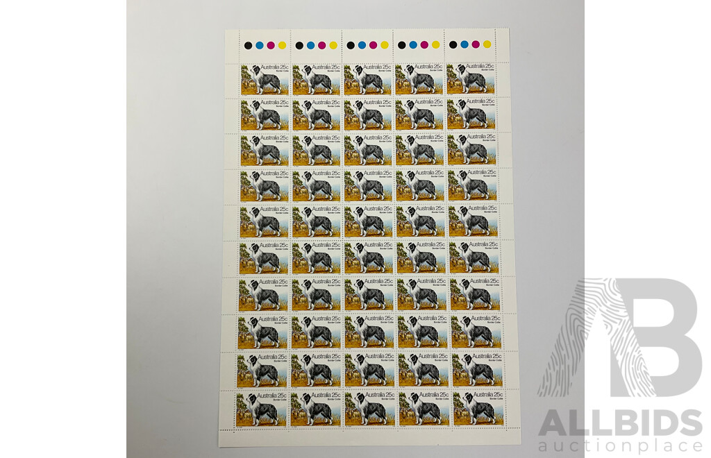 Collection of Australian Stamp Sheets, 1980 Australian Dogs Set - Face Value $92