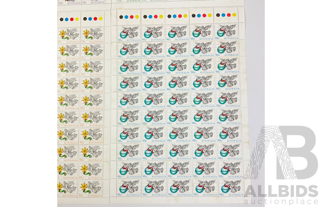 Australian 1985 Stamp Sheets, Christmas Series - Face Value $102