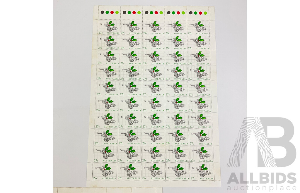 Australian 1985 Stamp Sheets, Christmas Series - Face Value $102