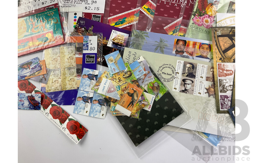 Australian Philatelics Including 1999 Year of Older Persons PNC, 1998 Maxicards, Christmas Island and Collectors Choice Stamp Packs, Mint Stamps, First Day Covers