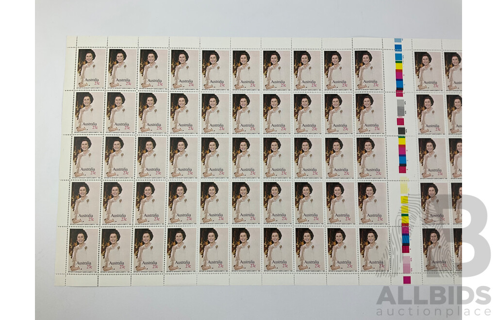 Australian 1980-1982 Stamp Sheets Including 1980 Waltzing Matilda, Christmas 1981, QE2 1982 Birthday - Face Value $79