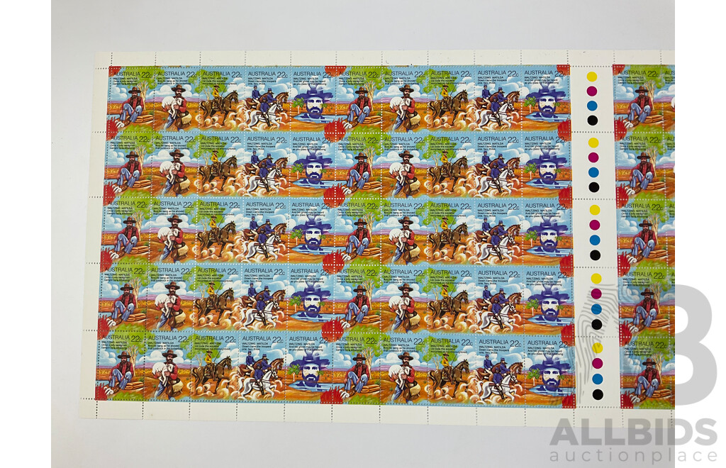 Australian 1980-1982 Stamp Sheets Including 1980 Waltzing Matilda, Christmas 1981, QE2 1982 Birthday - Face Value $79