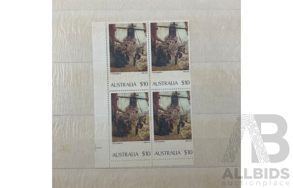 Australian, Norfolk Islands, Antarctic Territories Mint Stamps Including Ten and Five Dollar Examples - Face Value Over $115