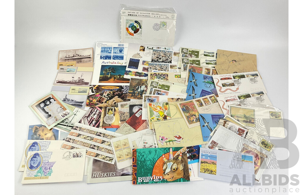 Collection of Australian 1990's Stamp Packs, First Day Covers, Maxi Cards and Mini Sheets Including 1994 Centenary of Votes for Women, Australian Antarctic Territory and More