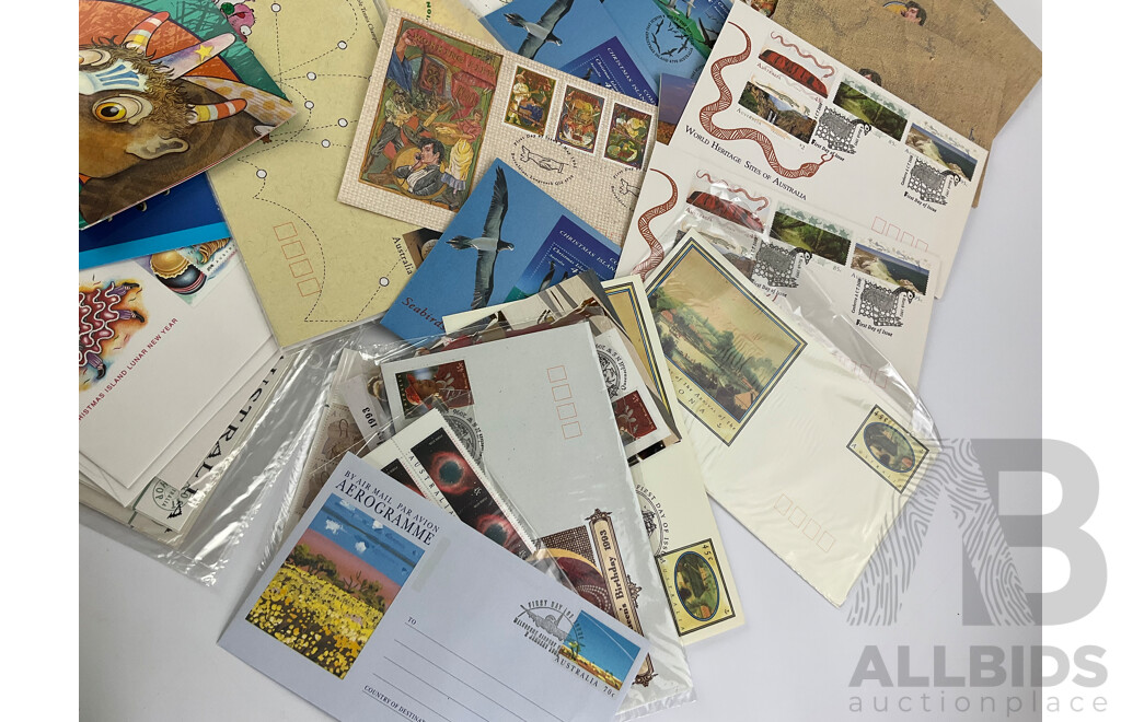 Collection of Australian 1990's Stamp Packs, First Day Covers, Maxi Cards and Mini Sheets Including 1994 Centenary of Votes for Women, Australian Antarctic Territory and More