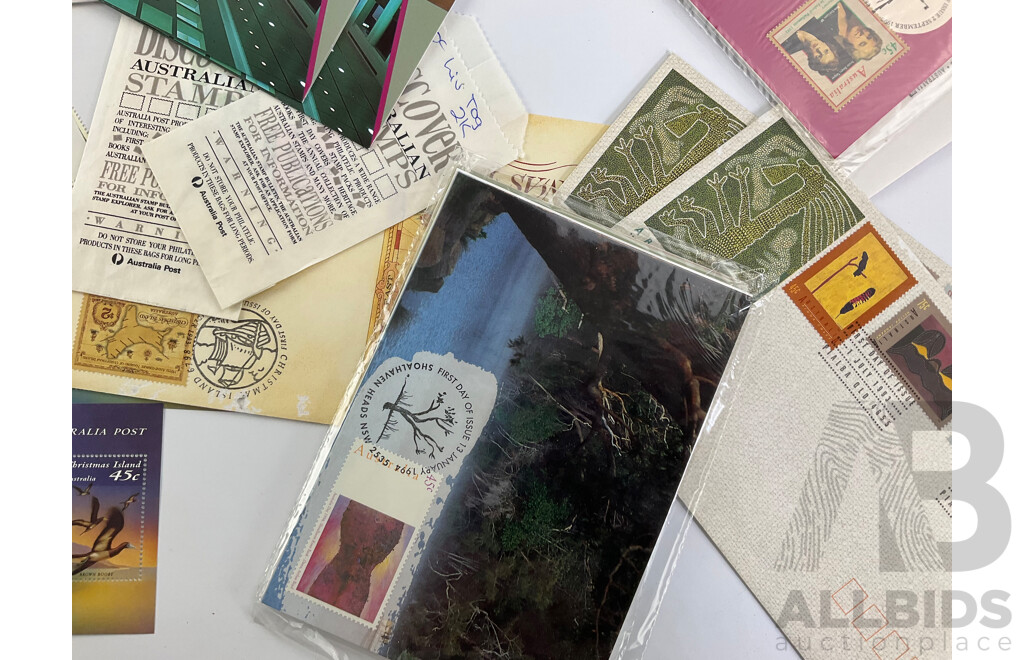 Australian Mint Stamps, Blocks and Gutters, First Day Covers, Stamp Packs and Booklets Including 1976 Olympics, 1994 Life Saving, Women of Federal Parliament, Australian Native Wildlife and More