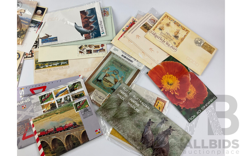 Australian Mint Stamps, Blocks and Gutters, First Day Covers, Stamp Packs and Booklets Including 1976 Olympics, 1994 Life Saving, Women of Federal Parliament, Australian Native Wildlife and More