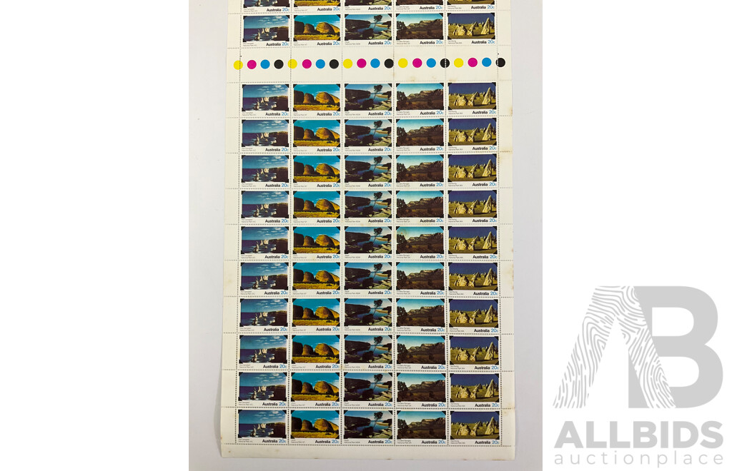 Australian Stamp Sheets and Gutters Including 1979 National Park Park Series, 1982 ABC Fiftieth Anniversary, 1984 Christmas - Face Value $89.50