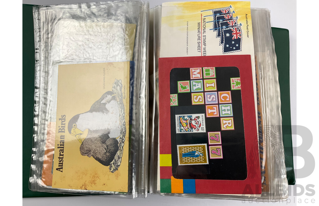 Folder of Australian 1970's Stamp Packs and First Day Covers Including Christmas 1977 and 78, 1977 Royal Visit and More