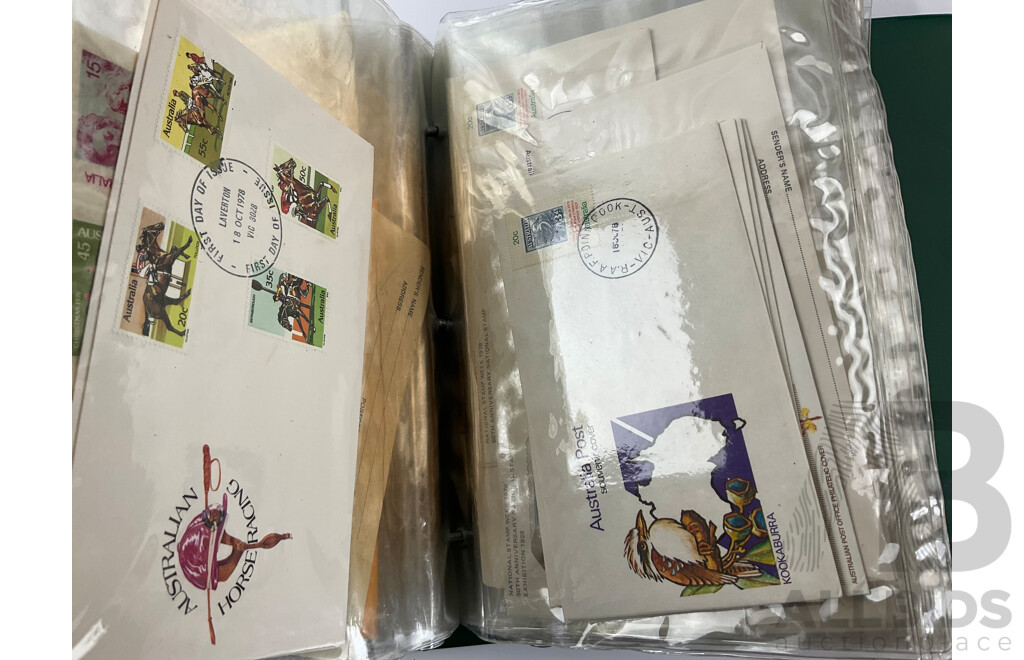 Folder of Australian 1970's Stamp Packs and First Day Covers Including Christmas 1977 and 78, 1977 Royal Visit and More