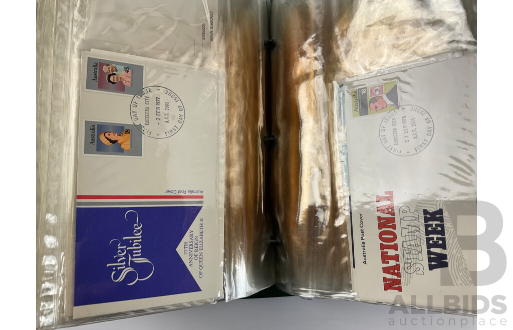 Folder of Australian 1970's Stamp Packs and First Day Covers Including Christmas 1977 and 78, 1977 Royal Visit and More