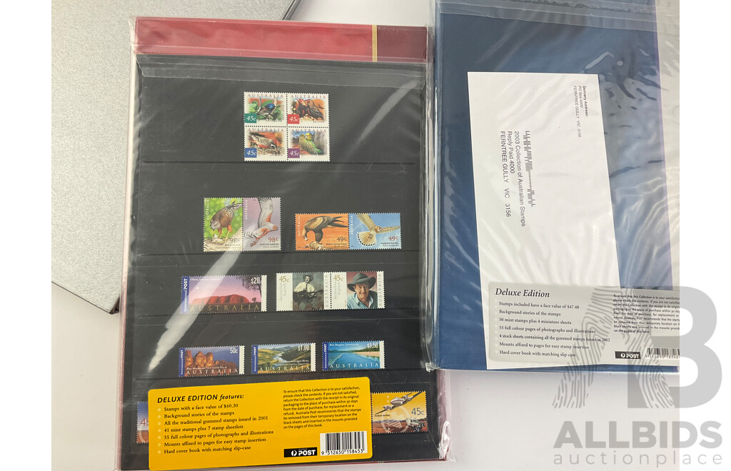 Australian Annual Stamp Albums, Years 2000, 2001, 2002 - Face Value $175