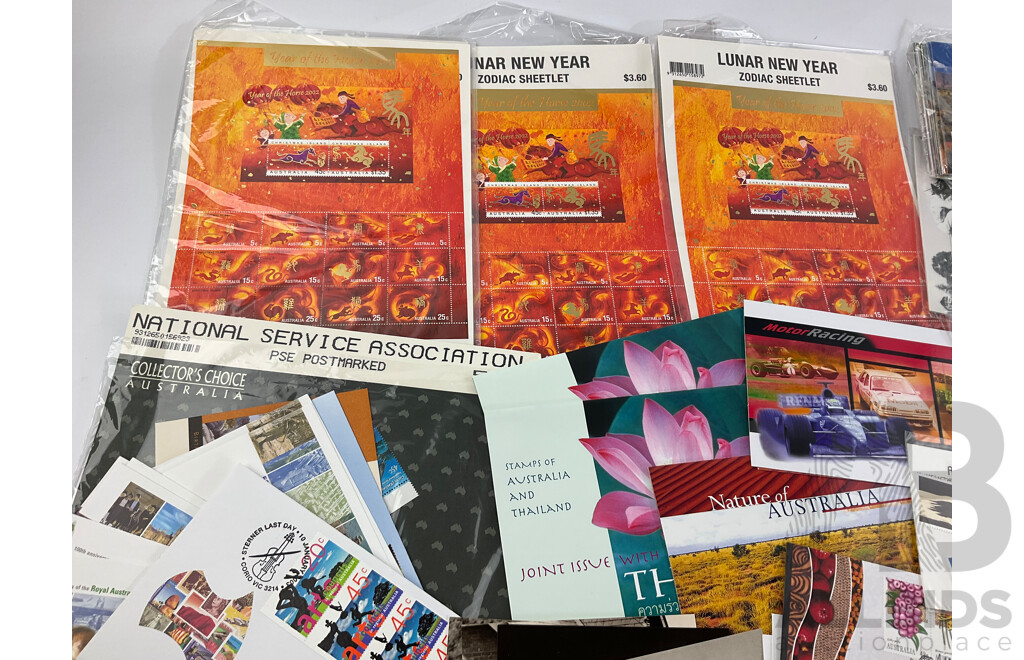 Collection of Australian Stamp Packs, Maximum Cards and First Day Covers Including Rebel Spirit, Elvis, QE2, Christmas, Lunar New Year and More