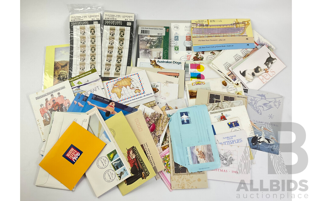 Collection of Australian Stamp Packs and First Day Covers, Examples From 1980 to 2000