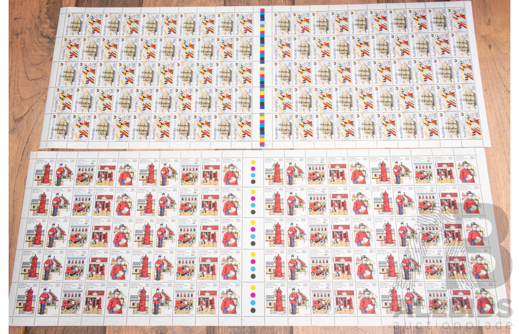 Australian Mint Stamp Sheets Including 1980 National Stamp Week, 1983 Sentimental Bloke, 1986 South Australia 150th Anniversary - Face Value $82