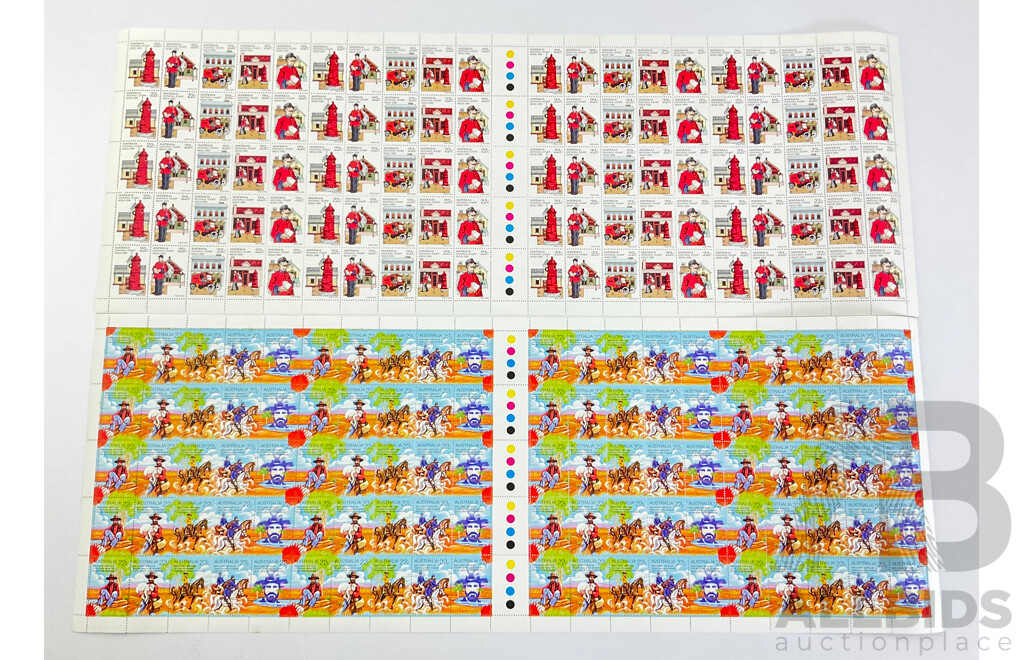 Australian 1980 Mint Stamp Sheets and Gutters National Stamp Week and Waltzing Matilda