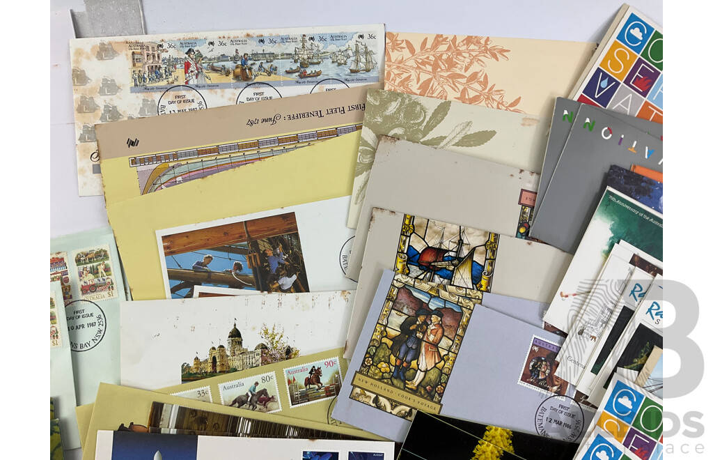 Collection of Australian Stamp Packs and First Day Covers, Examples From 1987 to 1992