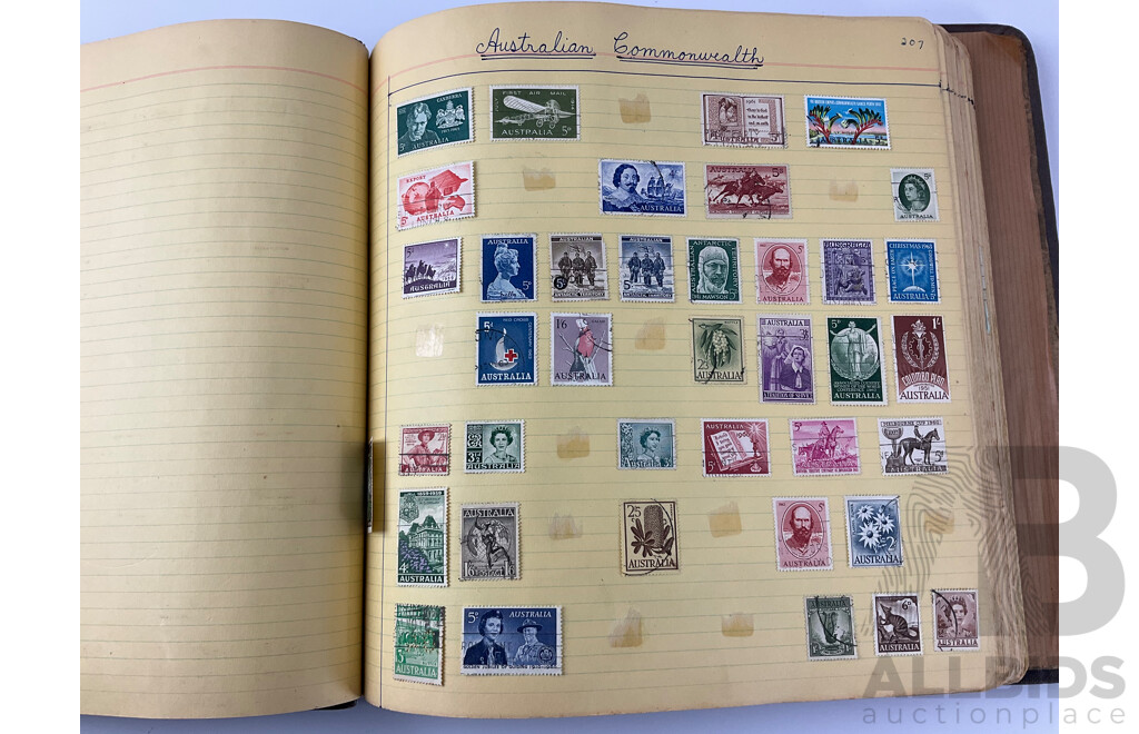 International Antique/Vintage Stamp Album Including Australian and New Zealand Predecimal, USA, Great Britain, China, Russia, Brazil and More