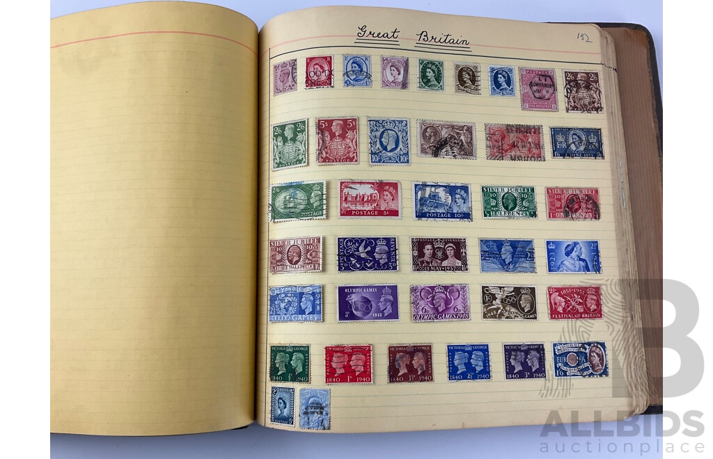 International Antique/Vintage Stamp Album Including Australian and New Zealand Predecimal, USA, Great Britain, China, Russia, Brazil and More