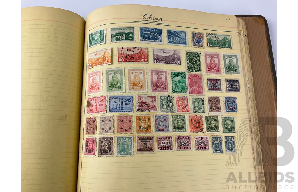 International Antique/Vintage Stamp Album Including Australian and New Zealand Predecimal, USA, Great Britain, China, Russia, Brazil and More