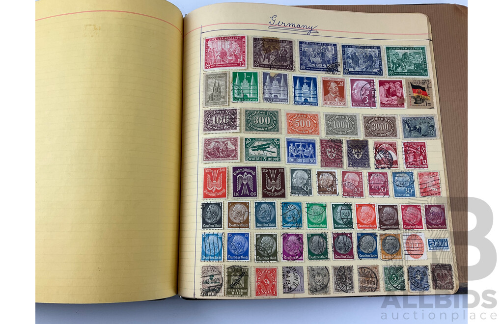 International Antique/Vintage Stamp Album Including Australian and New Zealand Predecimal, USA, Great Britain, China, Russia, Brazil and More