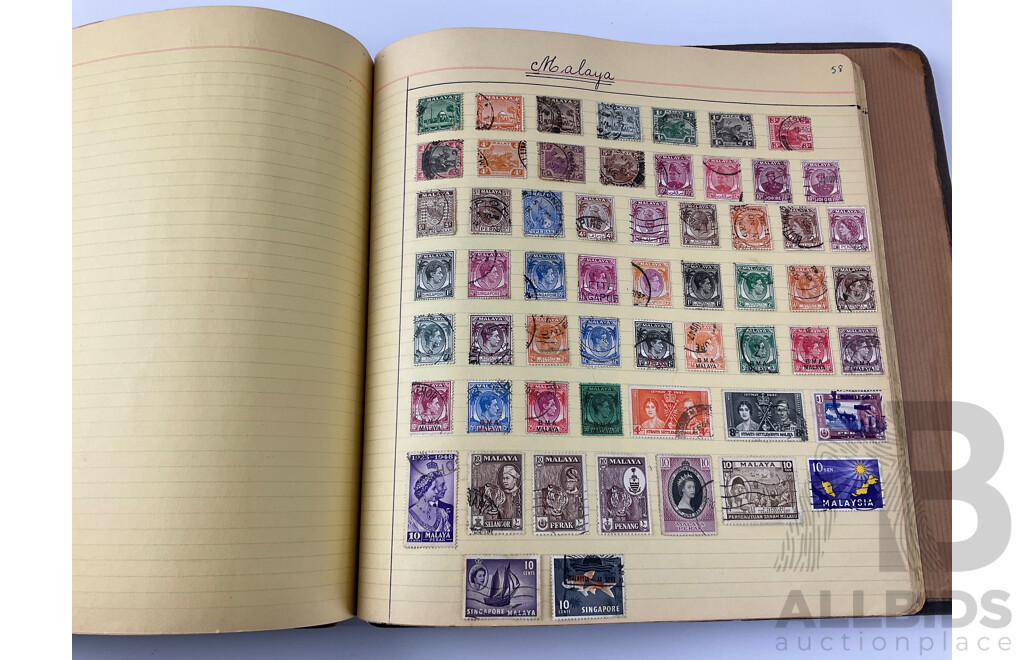 International Antique/Vintage Stamp Album Including Australian and New Zealand Predecimal, USA, Great Britain, China, Russia, Brazil and More