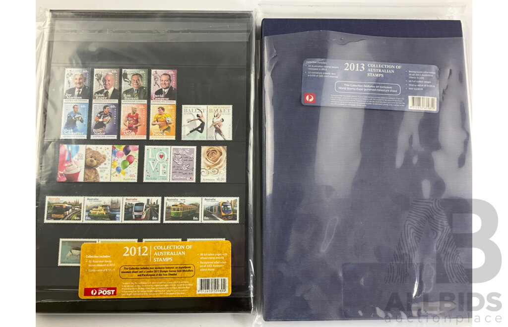 Australian 2012 and 2013 Annual Stamp Albums - Face Value $210